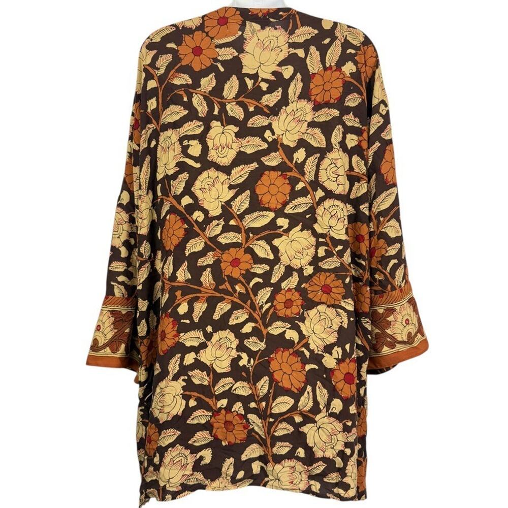 Soft Surroundings Womens Plus Size Floral Brown Kimono Open Jacket Lagenlook 1X - Picture 14 of 16